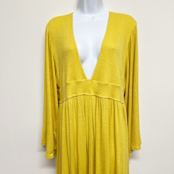 Free People Beach Womens Yellow Moon Walkin Layered Maxi Dress Size Medium - Picture 3 of 7